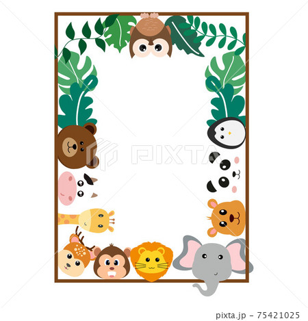 Vector Cute Jungle Animals in Cartoon Style, wild Animal, Zoo Designs for Background, Baby Clothes. Hand Drawn Characters 75421025
