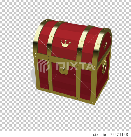 黄金に輝くリアルな宝箱右 閉じた箱 ベクターイラストのイラスト素材