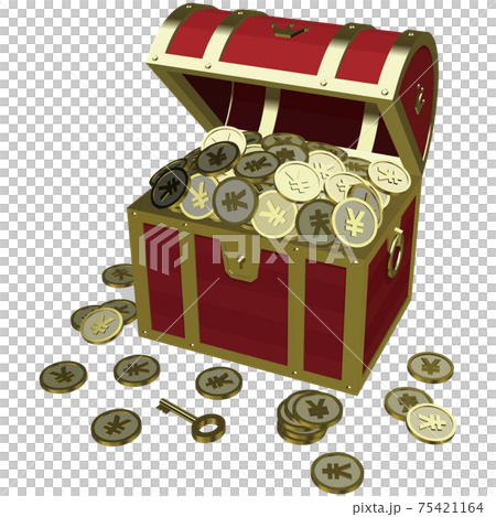 黄金に輝くリアルな宝箱右 円 ベクターイラスト 黄金に輝くリアルな宝箱右 円 ベクターイラスト 75421164