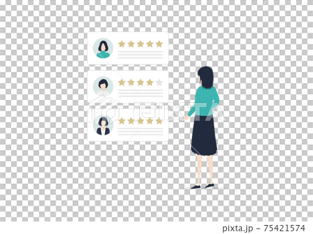 檢查評論年輕女性插畫素材 75421574