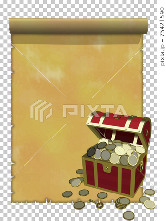 古董框架垂直寶箱大右硬幣矢量圖的舊地圖圖像 75421590