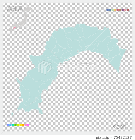 高知県の地図・Kochi （市町村・区分け） 75422127