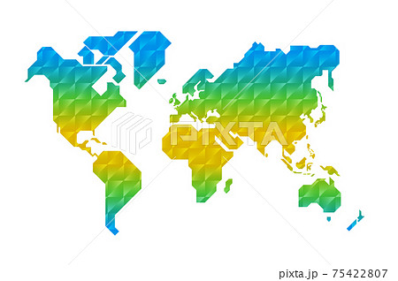 直線で簡略化した世界地図ベクターイラスト