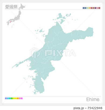 愛媛県の地図・Ehime（市町村・区分け） 75422946