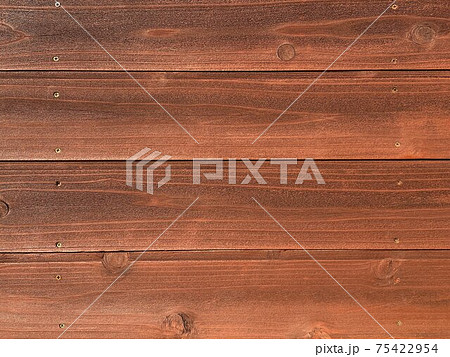 ネジ止めされた茶褐色の木目の板の背景画像 75422954