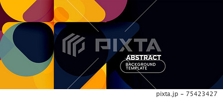 Flat geometric round shapes and dynamic lines, abstract background. Vector illustration for placards, brochures, posters and banners 75423427