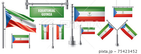 Vector set of the national flag of Equatorial Guinea in various creative designs Vector set of the national flag of Equatorial Guinea in various creative designs 75423452
