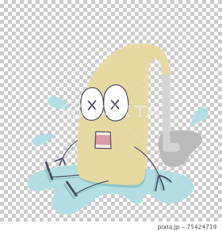 Illustration of a water-wet ear hearing aid 75424719