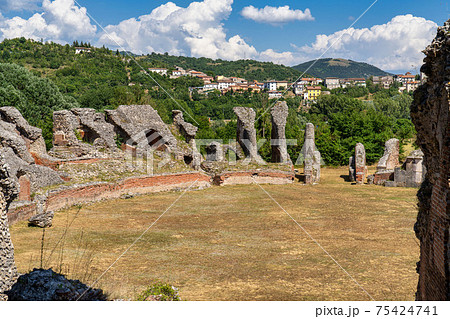 The Roman amphitheater of Amiternum near San Vittorino in the Aquila, Italy 75424741
