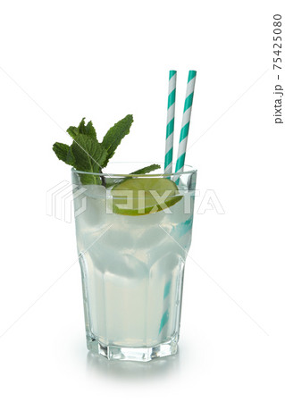 Glass of mojito cocktail isolated on white background 75425080