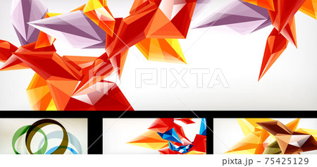 Modern minimalist techno abstract backgrounds. Set of geometric style wallpapers 75425129