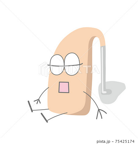 音の出ない耳かけ補聴器のイラスト 75425174