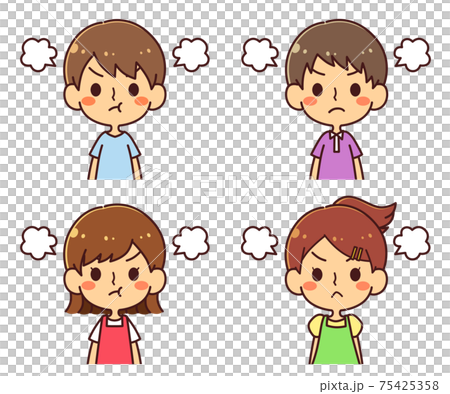 怒る子供たち 上半身 イラスト素材セットのイラスト素材