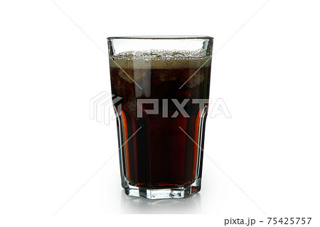 Glass of cola and ice cubes isolated on white background Glass of cola and ice cubes isolated on white background 75425757