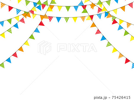 カラフルな連続旗 フラッグの背景フレームのイラスト素材