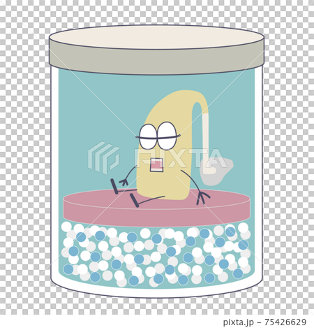 乾燥ケースに入った耳かけ補聴器のイラスト 乾燥ケースに入った耳かけ補聴器のイラスト 75426629