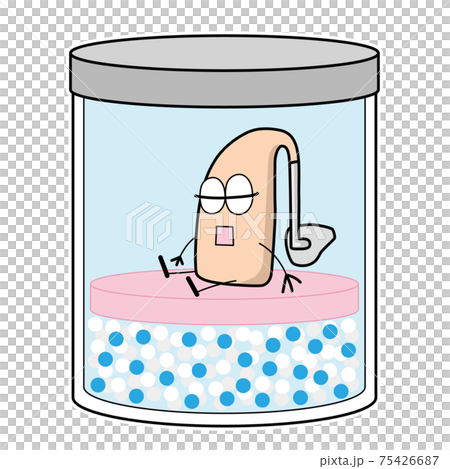 乾燥ケースに入った耳かけ補聴器のイラスト 乾燥ケースに入った耳かけ補聴器のイラスト 75426687