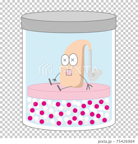 効き目のない乾燥ケースに入った耳かけ補聴器のイラスト 効き目のない乾燥ケースに入った耳かけ補聴器のイラスト 75426984