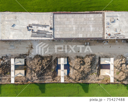 Aerial view of highway construction site 75427488