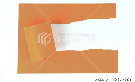 orange torn sheet on a white background. orange torn sheet on a white background. 75427632