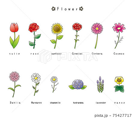 花のイラスト素材セット グラデーションのイラスト素材