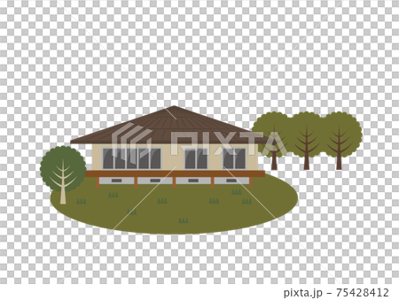 一棟舊單層建築的插圖 75428412