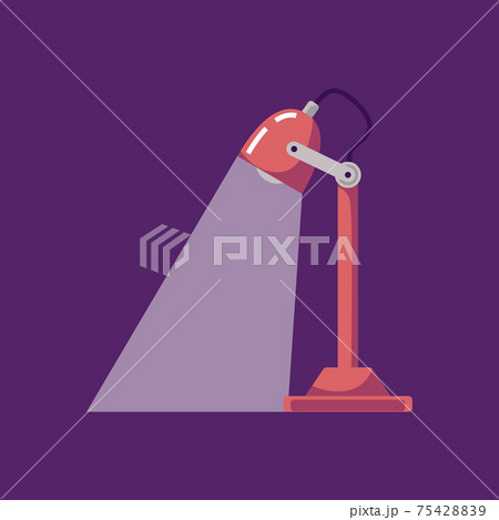 Red electric desk lamp on a tall stand, flat vector illustration isolated. 75428839