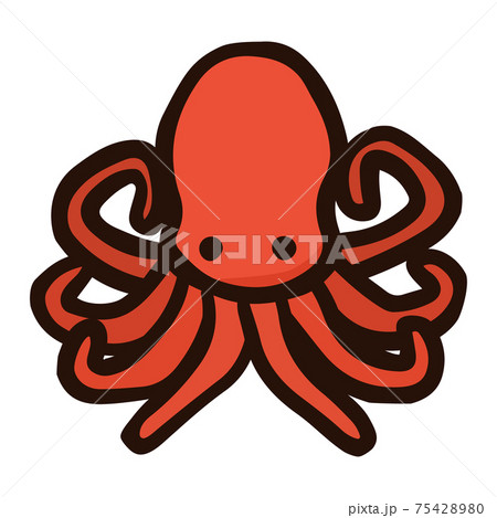 シンプルでかわいい蛸のイラスト 手書き風のイラスト素材