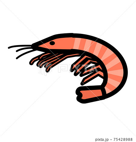 シンプルでかわいい海老のイラストのイラスト素材 7542 シンプルでかわいい海老のイラストのイラスト素材 7542
