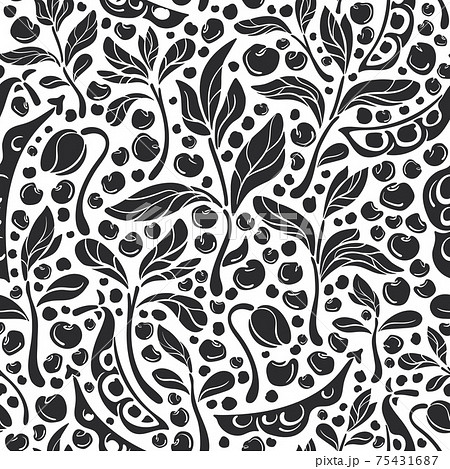 Seamless pattern. Vector pod, bean, soy, lentils 75431687