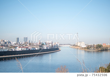 新河岸川　隅田川の合流点／東京都北区志茂 75432506