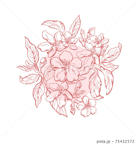 Floral bouquet in circle Vector summer invite card 75432572