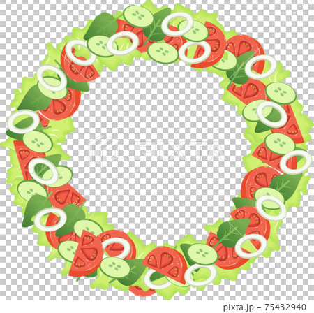 蔬菜沙拉花圈風格框架 蔬菜沙拉花圈風格框架 75432940