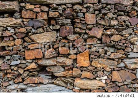 Slate slabs texture background. Pattern of black slate wall 75433431