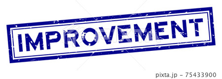 Grunge blue improvement word square rubber seal stamp on white background 75433900
