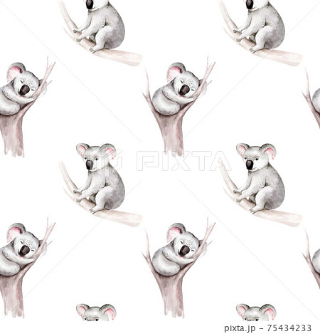 Watercolor cartoon baby koala tropical animal... - Stock Illustration  [75434233] - PIXTA