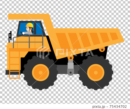 重ダンプ（ホウルトラック）を運転する女性作業員 75434702