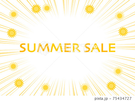 Summer Sale サマーセール ひまわりと集中線 イラスト 75434727