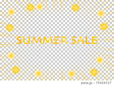 Summer Sale サマーセール ひまわりと集中線 イラスト 75434727