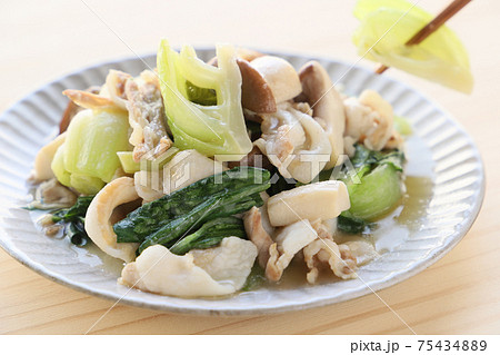 豚肉とチンゲン菜とエリンギの炒めもの 75434889