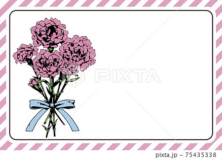 カーネーションの花束のおしゃれなフレーム素材 花の手描きイラストのイラスト素材