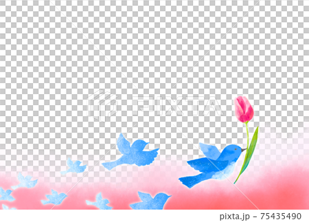 A blue bird frame that carries happiness with a gentle touch of tulips A blue bird frame that carries happiness with a gentle touch of tulips 75435490