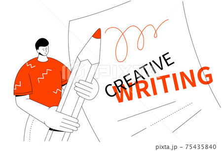 Creative writing - modern colorful line design style web banner Creative writing - modern colorful line design style web banner 75435840