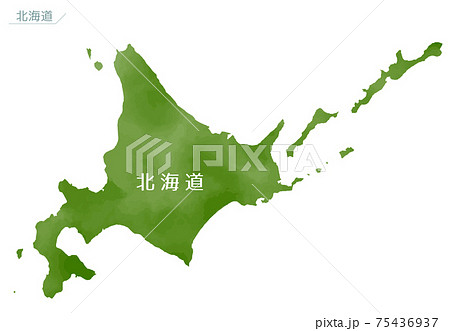水彩風の日本地図 北海道のイラスト素材