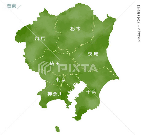 水彩風の日本地図 関東地方のイラスト素材