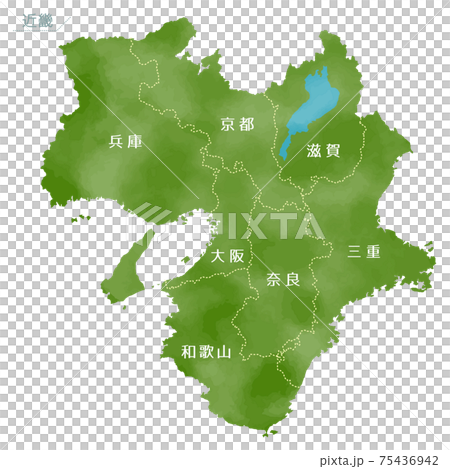 水彩風の日本地図 近畿地方のイラスト素材