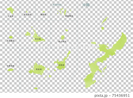 カラフルな水彩風の日本地図 沖縄 カラフルな水彩風の日本地図 沖縄 75436951