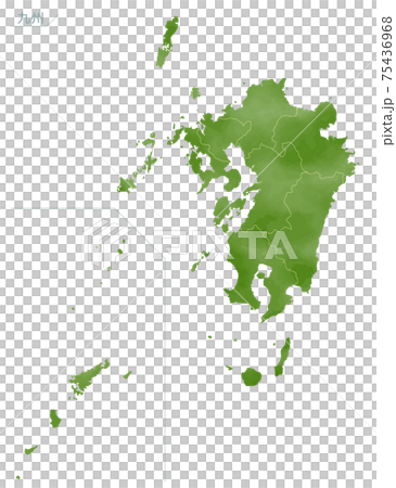 水彩風の日本地図　九州地方 75436968