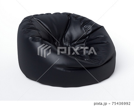 Black soft leather beanbag 75436992