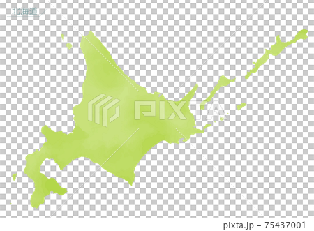 カラフルな水彩風の日本地図 75437001